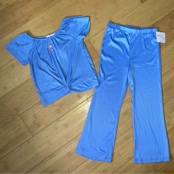 NWT Girls Size 6X Outfit - Unicorn appliqué Top & Ribbed Wide Leg Pants - Picture 1 of 2